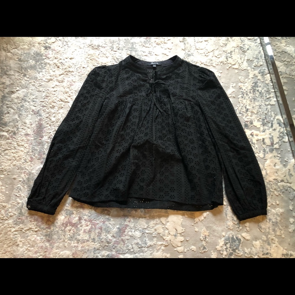 Madewell Black Eyelet Blouse - Picture 3 of 6